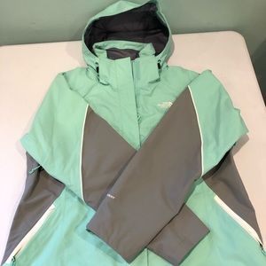 North face outer jacket, women’s size XL, gray & mint green
